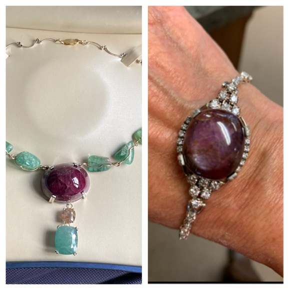 Huge no heat 57.33 ct ruby, diamond 14k  bracelet - Picture 6 of 16